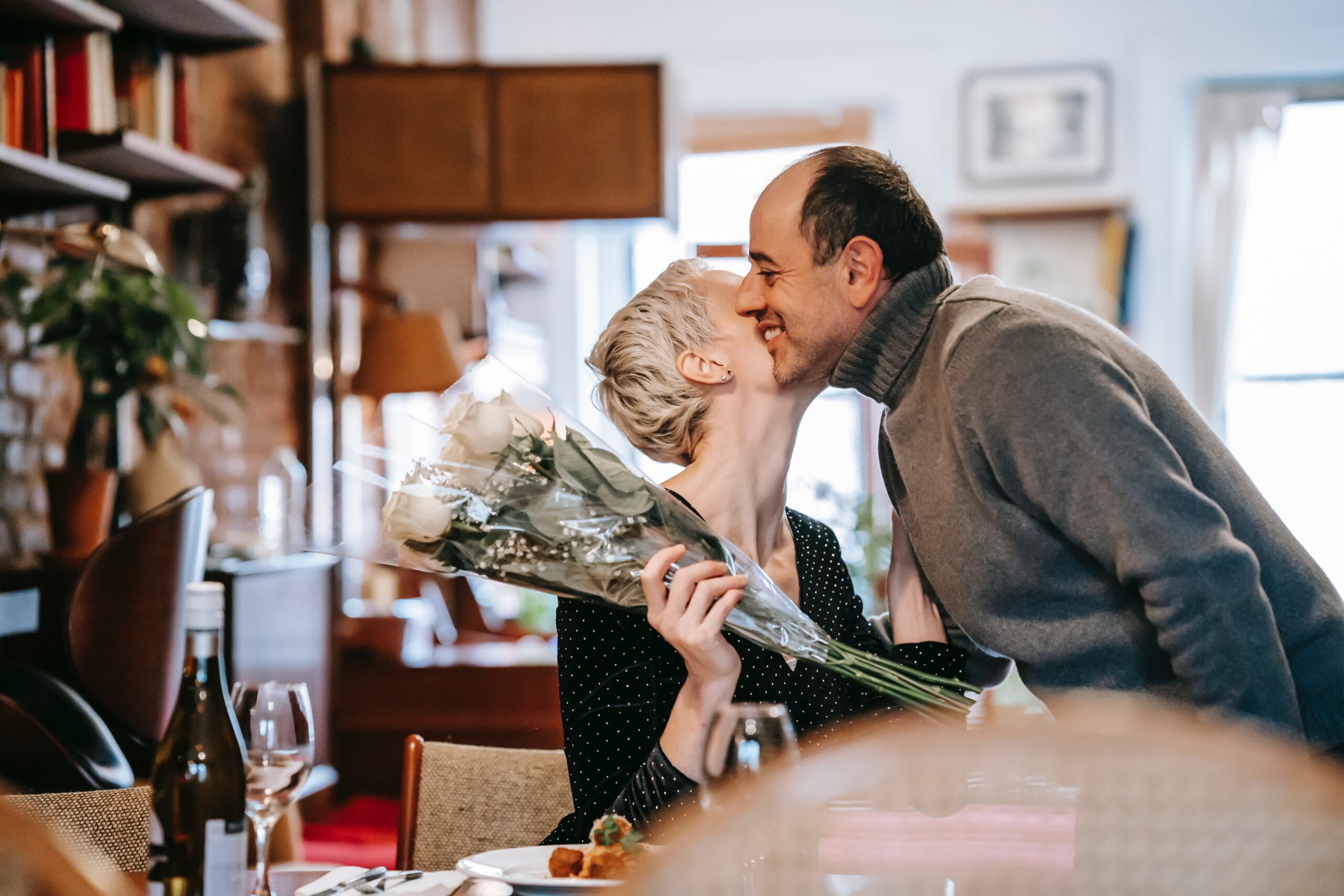 Romantic Valentine's Party Ideas - older couple kissing | Healthier Me Today
