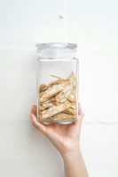 jar, healthy baked snack, hand holding, white wall // Healthier Me Today