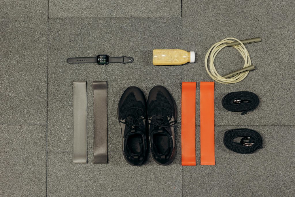exercise equipment, grey flooring // Healthier Me Today