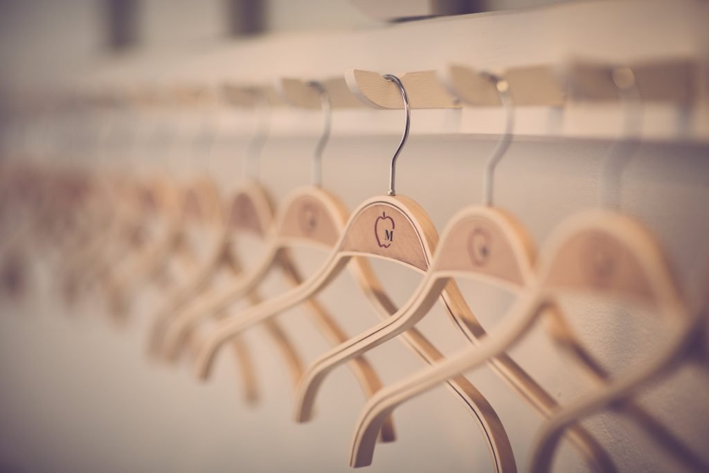 closet cleanup, wooden hangers with silver hooks // Healthier Me Today 