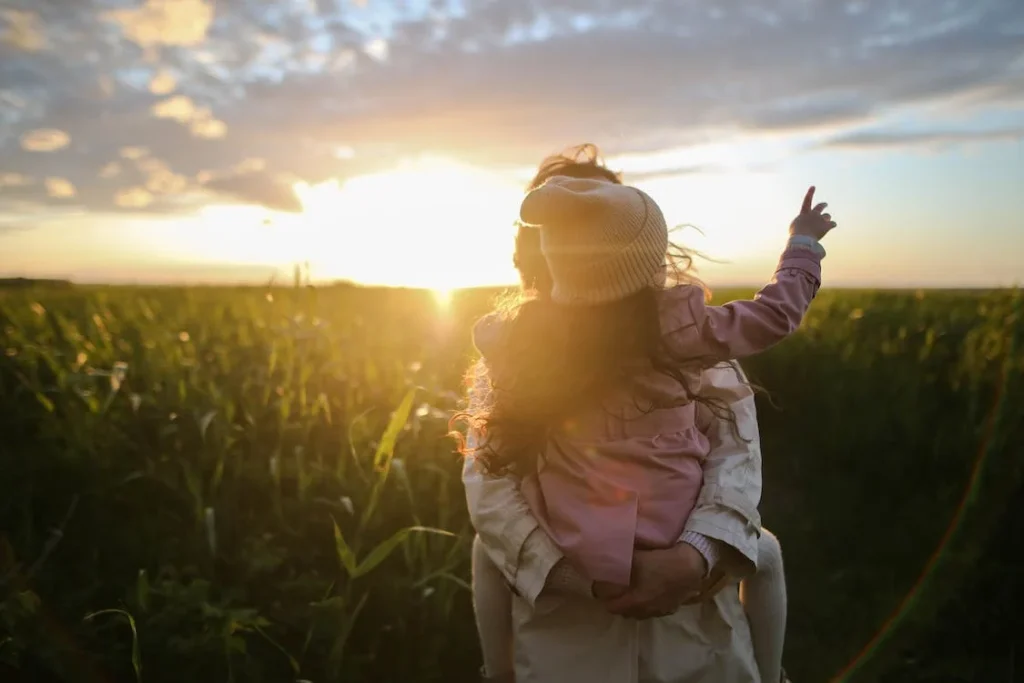 Mother and Daughter on Grass // Healthier Me Today